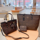 Brown Casual Street Letters Zipper Patchwork Bags