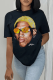 Black Casual Street Figure Print O Neck T-Shirts