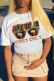 Black Casual Street Letter Print O Neck T-Shirts