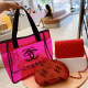 Rose Red Casual Street Letter Print See-Through Patchwork Bags