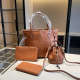 Red-brown Casual Street Letters Patchwork Embossed Bags
