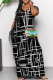 Black And White Casual Print Pocket Patchwork V Neck Long Dresses