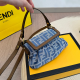 Blue Casual Street Letters Patchwork Contrast Bags