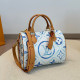 Blue Casual Street Letter Print Patchwork Zipper Bags