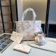 White Casual Street Letters Patchwork Zipper Contrast Bags