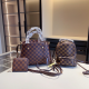 Brown Casual Street Plaid Patchwork Contrast Bags