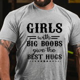 Red GIRLS WITH BIG BOOBS GIVE THE BEST HUGS PRINTED MEN'S T-SHIRT