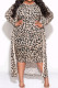 Leopard Print Sexy Leopard Print Patchwork O Neck Long Sleeve Two Pieces