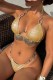 Champagne Sexy Patchwork Backless Belted Swimwears (With Paddings)