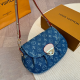 Blue Casual Street Letters Patchwork Metal Accessories Trim Ruched Bags