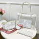 White Casual Daily Letter Print Patchwork See-Through Zipper Bags
