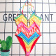 Red Sportswear Letters Patchwork Backless Strap Design Swimwears