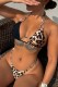 Leopard Print Sexy Patchwork Backless Belted Swimwears (With Paddings)