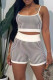 White Black Sexy Stripe Patchwork Backless Spaghetti Strap Sleeveless Two Pieces