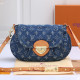 Blue Brown Street Letters Patchwork Zipper Bags