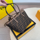 Brown Casual Street Letters Patchwork Contrast Bags