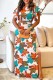 Multicolor Casual Print Slit O Neck Long Dresses