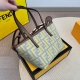 Yellow Casual Street Letters Patchwork Contrast Bags