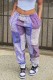 Purple Casual Print Pocket Regular Mid Waist Conventional Full Print Trousers