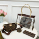 Brown Casual Street Letter Print Patchwork See-Through Zipper Bags