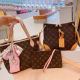 Brown Casual Street Letter Print Patchwork Zipper Bags