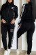Black Casual Letters Patchwork Zipper Zipper Collar Long Sleeve Two Pieces