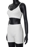 White Street Solid Color Patchwork Backless V Neck Sleeveless Two Pieces