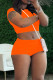 Orange Casual Solid Color Patchwork O Neck Short Sleeve Two Pieces