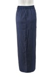 Blue Casual Striped Print Slit Regular High Waist Full Print Skirts