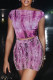 Purple Casual Print Patchwork Off Shoulder Sleeveless Two Pieces