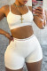 White Street Solid Color Patchwork Backless V Neck Sleeveless Two Pieces