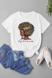 White Casual Street Letter Print O Neck T-Shirts