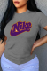 Grey Fashion Casual Print Letter O Neck T-Shirts