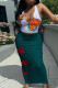 Green Casual Print Patchwork U Neck Sleeveless Two Pieces