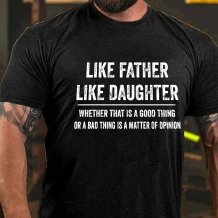 Black LIKE FATHER LIKE DAUGHTER PRINT T-SHIRT