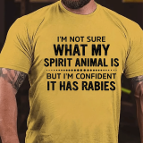 Red I'M NOT SURE WHAT MY SPIRIT ANIMAL IS PRINTED MEN'S T-SHIRT