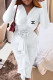 White Casual Street Letter Print Ruched Flower Shape V Neck Wrapped Skirt Dresses