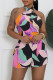 Colour Casual Print Patchwork Backless Strap Design Halter Regular Rompers