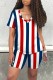 White Casual Print Basic V Neck Short Sleeve Two Pieces