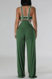 Green Sexy Casual Patchwork Backless Strapless Sleeveless Two Pieces