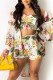 White Fashion Sexy Print Basic Square Collar Long Sleeve Two Pieces