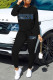 Black Casual Digital Patchwork Hot Drill O Neck Long Sleeve Two Pieces