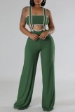 Green Sexy Casual Patchwork Backless Strapless Sleeveless Two Pieces