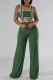 Green Sexy Casual Patchwork Backless Strapless Sleeveless Two Pieces