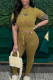 Khaki Casual Letters Hollow Out Draw String Patchwork O Neck Short Sleeve Two Pieces