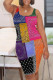 Multicolor Casual Print Basic U Neck Vest Dresses