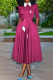 Purple Casual Daily Letter Print Lace Up Ruched Peter Pan Collar A Line Dresses
