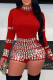 Red Sexy Party Nightclub Hot Drilling Patchwork Half A Turtleneck Skinny Rompers