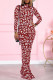 Red White Casual Print Patchwork Half A Turtleneck Long Sleeve Two Pieces