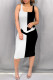 Black White Casual Figure Print Butterfly Print Contrast U Neck Printed Dresses